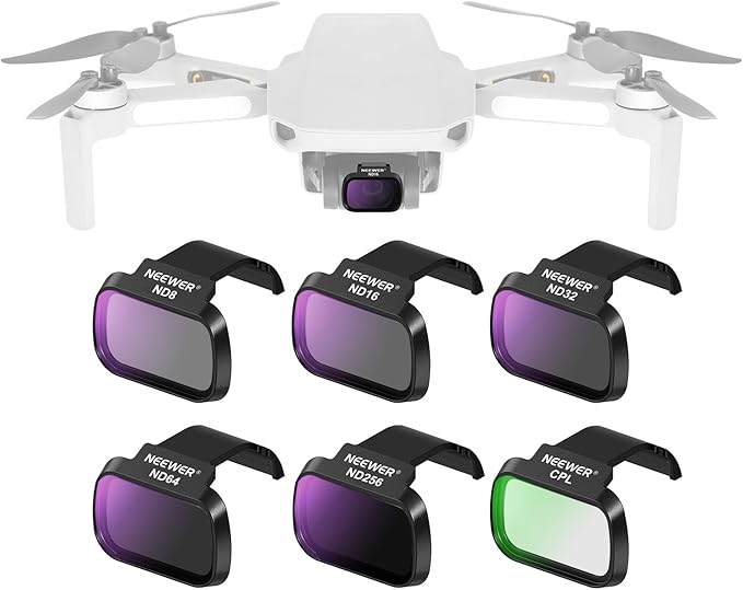 NEEWER 6 Pack ND CPL Filters Compatible with DJI Mini 4K/2/Mavic/SE/2 SE, Drone Lens Accessories, Snap On Circular Polarizing Neutral Density ND8/ND16/ND32/ND64/ND256, Multi Coated HD Glass, FL-B32 by Neewer