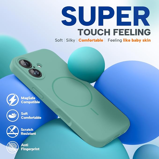 Miracase Silicone & Magnetic for iPhone 17 Case, Midnight Green | Compatible with MagSafe, Silicone Camera Control Cover, Soft Microfiber Lining, Shockproof Drop Protection Phone Case for 17 - Image 5