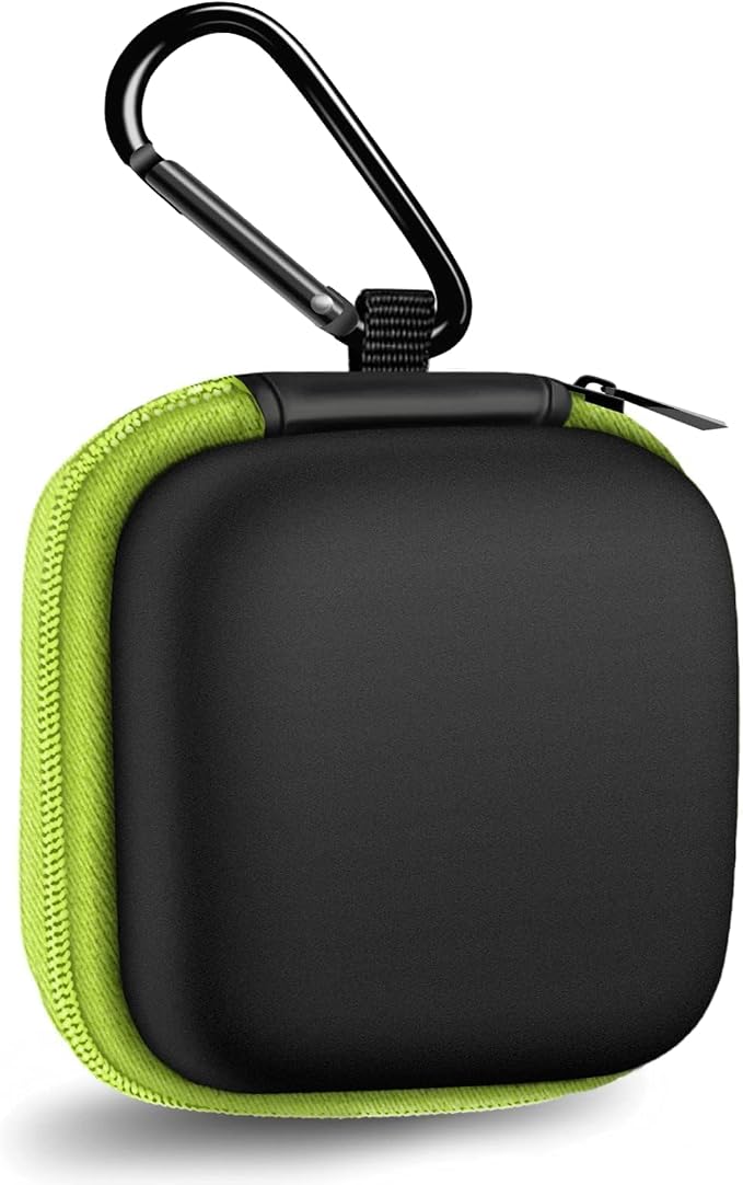 1 Pack Square Earbud Case Storage Bag with Carabiner, Green | Portable EVA Carrying Case, For Wired/Wireless Headphones, SD Card Storage, Camera Chip by MOLOVACase