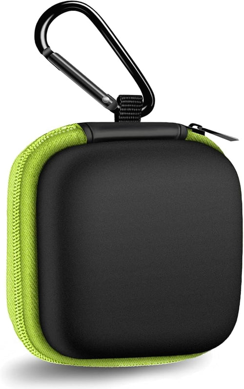 1 Pack Square Earbud Case Storage Bag with Carabiner, Green | Portable EVA Carrying Case, For Wired/Wireless Headphones, SD Card Storage, Camera Chip by MOLOVACase