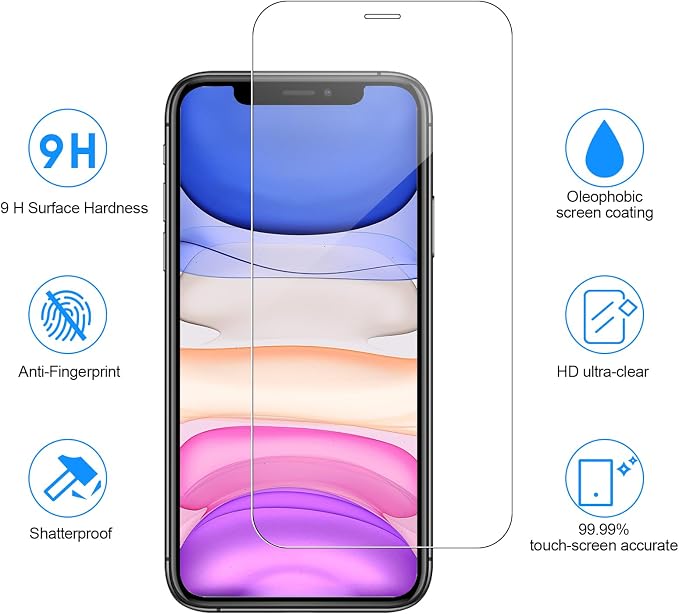 SIBEITU Screen Protector for iPhone 11 Pro Max 6.5 Inch Tempered Glass | 3 Pack Screen + 3 Pack Camera Lens Protector, HD Clear 9H Hardness, Scratch Resistant, Sensor Protection, Case Friendly - Image 2