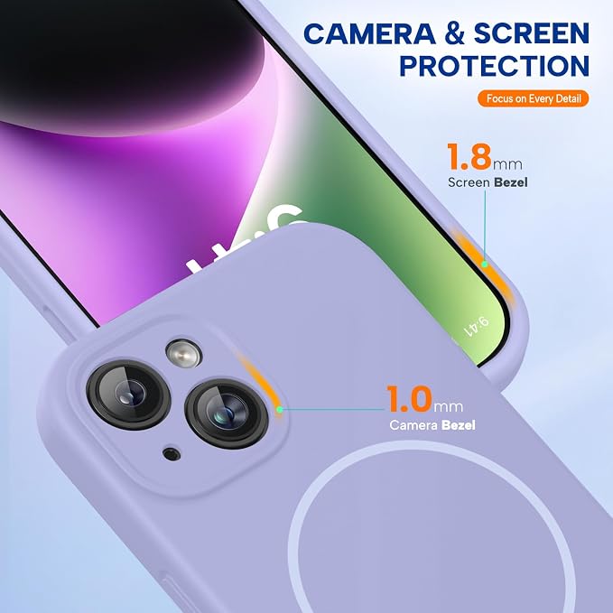 Miracase Silicone & Magnetic for iPhone 14 Case, Light Purple | Compatible with MagSafe, Soft Microfiber Lining, Premium Silicone Cover Shockproof Drop Protection Phone Case for 14 - Image 7