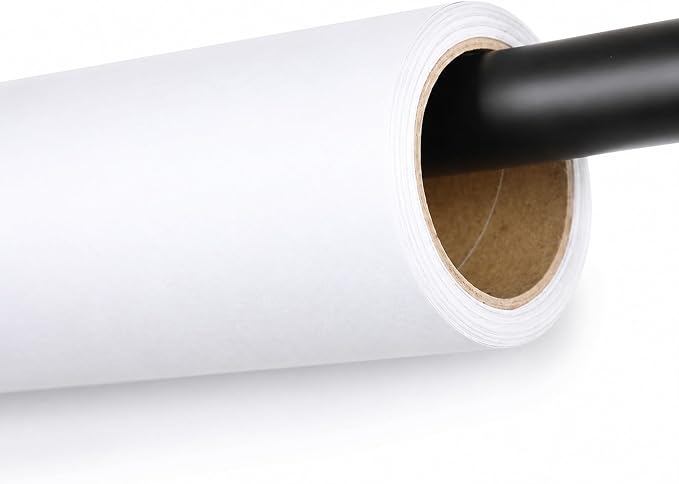 White Seamless Paper Backdrop, White Photo Backdrop 107" x32.8' | Heavyweight matte paper with non-reflective surface for portraits, videos, product photos and studio photography. by Unknown