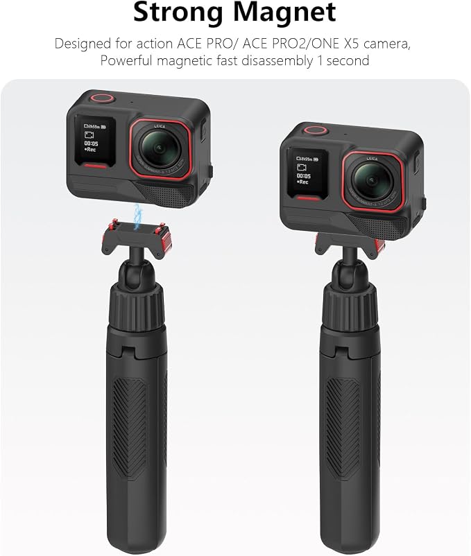 15.75" Selfie Stick Tripod Stand for Insta360 Ace Pro 2 Insta 360 X5 Accessories, Magnetic Quick Release Mini Extension Rod Shorty Handle Grip Monopod Extended Pole for Ace Pro Accessory - Image 2