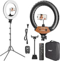 EMART 18in Ring Light with Stand, 2800-6500K LED Photography Lighting Kit | Selfie Light with Phone Holder for Vlog, Live Streaming, Video, Makeup, Tattoo, Barber, Studio by EMART