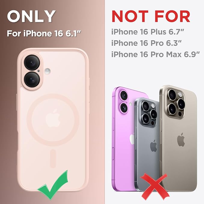 CAPRARO for iPhone 16 Case, Compatible with MagSafe | Upgraded [Full Camera Protection] Protective Translucent Matte Women Girl Magnetic Phone Case Cover, Cherry Pink - Image 2