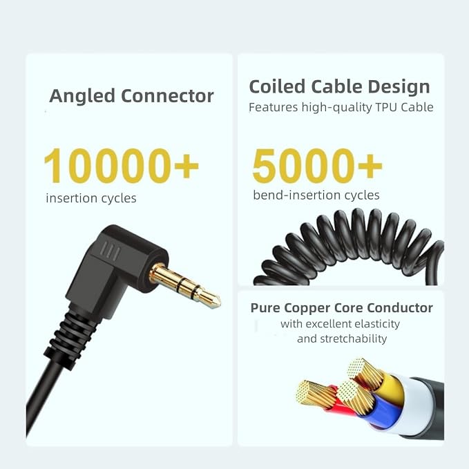 2.5mm to K1 Camera Shutter Release Cable Remote Control Cord for PENTAX | Wired Spring Coiled Remote Control Connect Cord for 645Z 645D K1 K3 K5 K5 II K30 K50 K500 K7 & more, Stable transmission - Image 6