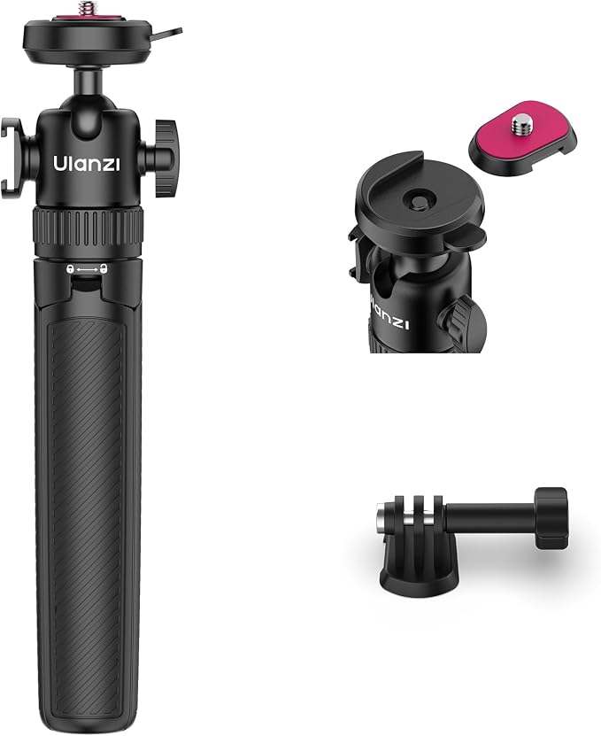 ULANZI MT90 2-in-1 Selfie Stick Tripod with CKA Quick Release, 5-Section Adjustable Aluminum Stand, 360° Ball Head & Cold Shoe for GoPro Hero/DJI Osmo Action/Insta360, Compact Cameras | 360° Ball Head & Cold Shoe Compatible with DJI OSMO Pocket 3/Pocke... by ulanzi