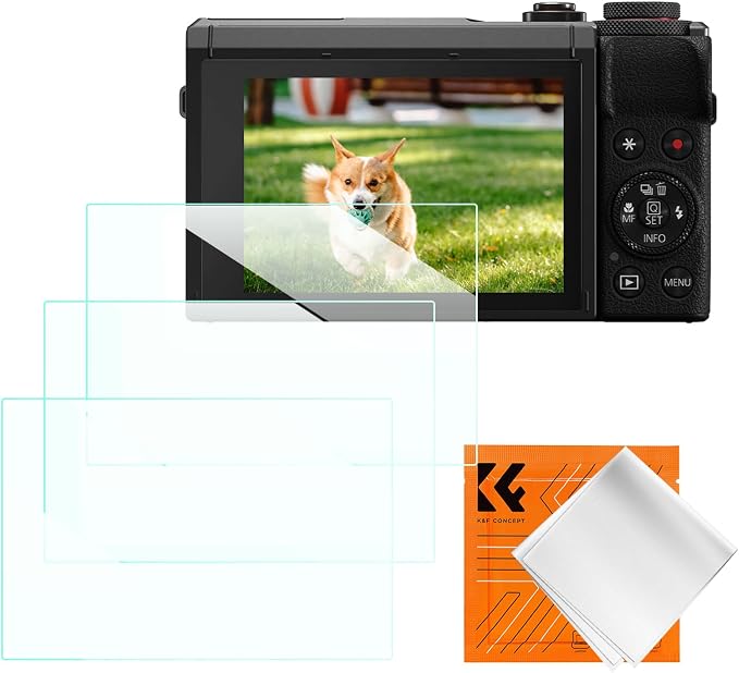 K&F CONCEPT 3 Pack Camera Screen Protector Compatible with Canon G7X III | Ultra Clear Tempered Glass Screen Protector Anti Scratch Bubble Free Ultra Resistant PF06 by KFCONCEPT