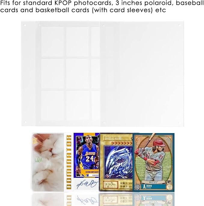 Standing Card Holder, 66 x 91 mm, Ultra Clear Acrylic Display | 9 Cards Capacity, Includes Screws, For Kpop Photocard Sports Baseball Basketball, Display Cases Protectors - Image 3