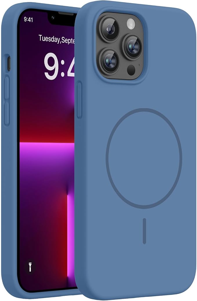 Miracase Magnetic for iPhone 15 Pro Case, Silicone, Soft Microfiber Lining by Miracase