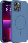 miracase Magnetic for iPhone 13 Pro Max Case, [Soft Anti-Scratch Microfiber Lining], Compatible with MagSafe, Liquid Silicone Shockproof Drop Protection Phone Case for 13 Pro Max, Glass Blue by Miracase