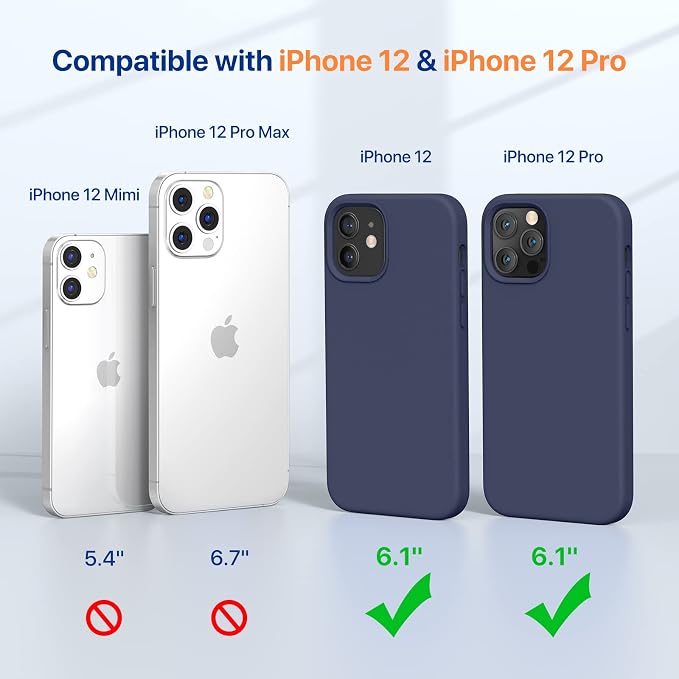 Miracase Silicone for iPhone 12 Case and iPhone 12 Pro Case, Dark Blue | Liquid Silicone Gel Rubber Shockproof Drop Protection Phone Case for iPhone 12/12 Pro 6.1 inch - Image 2