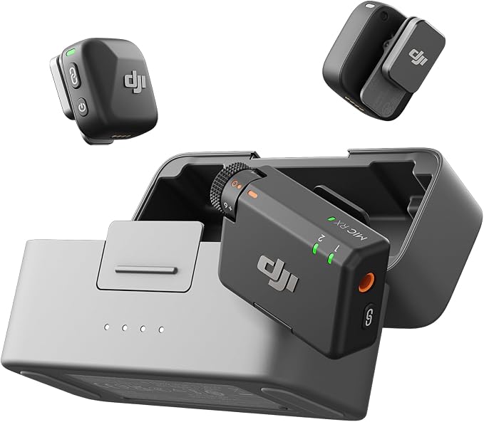 DJI Mic Mini (2 TX + 1 RX + Charging Case), Ultralight, Detail-Rich Audio | 48h Use, Noise Cancelling, Automatic Limiting, Wireless Microphone for Camera/iPhone/Android, Vlog, Streaming by Unknown
