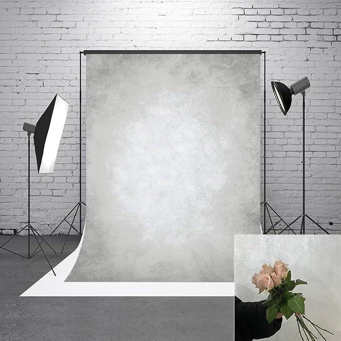 6x9ft Grey Portrait Photography Backdrops Solid Texture Abstract Photo Background for Photoshoot - Image 2