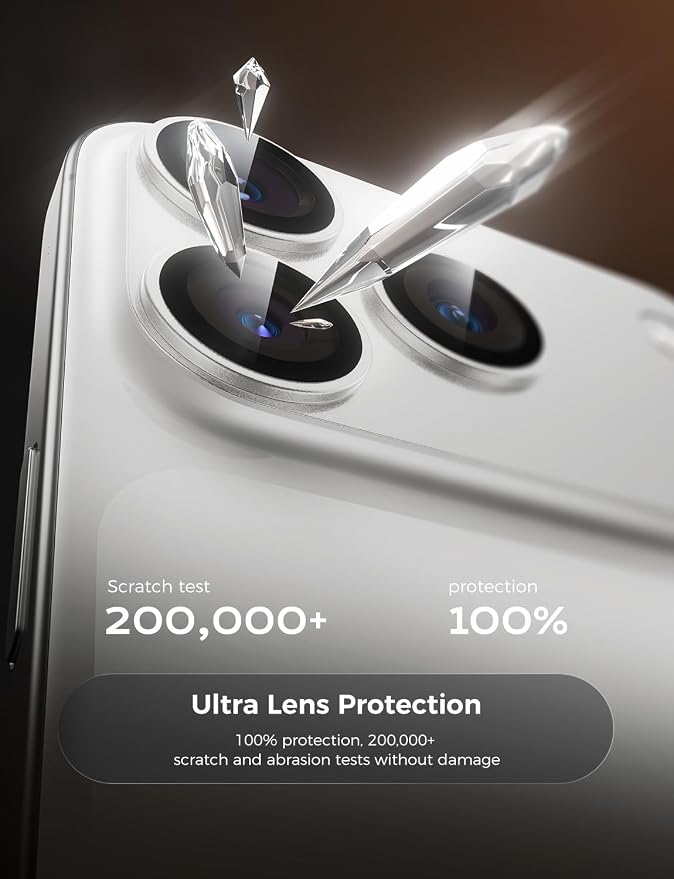 MAGIC JOHN 2 Pack Camera Lens Protector for iPhone 17 Pro 6.3 inch,Sliver | Full Coverage, Metal Aluminum Alloy Camera Lens Film, HD Clear, Scratch Resistant, Case-Friendly - Image 3