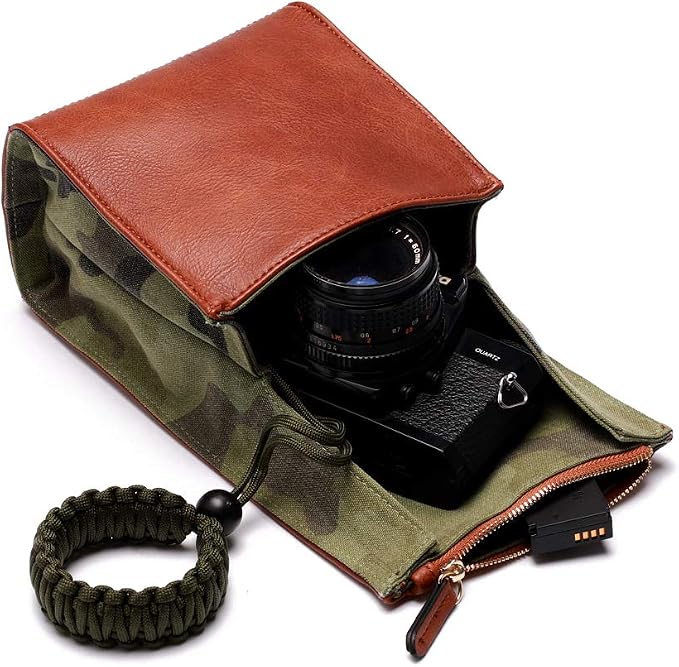 CANPIS Mirrorless Camera Case, Leather Small Camera Bag Lens Pouch, Photography Travel Bag, Outdoor Carry-on Storage Bag (not support DSLR Camera and Long Lens) - Image 2