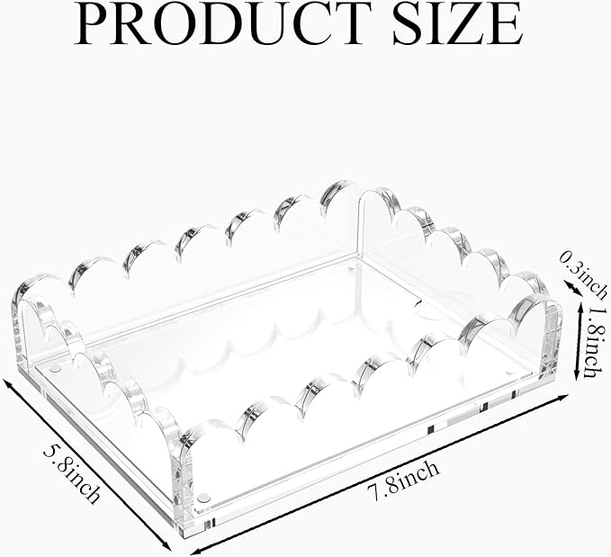 LUGUNU Scalloped Acrylic Tray with Magnetic Mat – Customizable for Photos, Artwork, or Messages, 5x7in, Non-Slip Base, Thick Transparent Acrylic Tray for Home Decor, Office, Gift for Women - Image 2