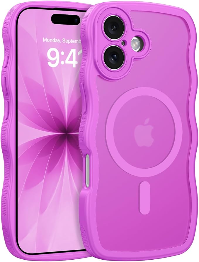 BENTOBEN Magnetic for iPhone 17 Case, Cute Wavy Full Camera Protection [Compatible with MagSafe] Translucent Matte Anti-Slip Bumper Women Girls Boys Protective Cover for 17 6.3", Berry Purple by BENTOBEN
