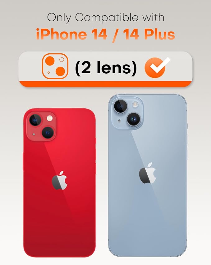 TOCOL Camera Lens Protector for iPhone 14 / iPhone 14 Plus Tempered Glass HD Individual Scratch Resistant Camera Cover Accessories Case Friendly 2 Pack（Red） - Image 2