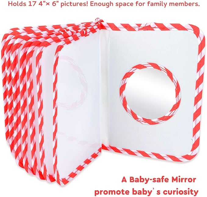 Baby Photo Album, My First Photo Album for Baby & Toddler, Red | 17 Photo Slots(4×6"), Soft Anti-Scratch Edges, Shatterproof Safety Mirror, Star Hanging Hook, Family Memory Keepsake Book - Image 4