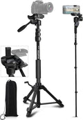 69" Camera Tripod Monopod with 3-Way Swivel Head, Aluminum Camera Stand | Camera Tripod with Quick Release Plate & Carry Bag, Fits Canon Nikon DSLR, GoPro, Video Cameras, Camcorders and Smartphones by NIANYISO-Themosttrustworthyoutdooractivitypartner