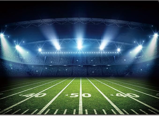 8x6ft Football Stadium Photography Backdrop with Bowl Night Spotlight for Party Decoration Football Field Backdrop Photo Booth Props by Yongqian