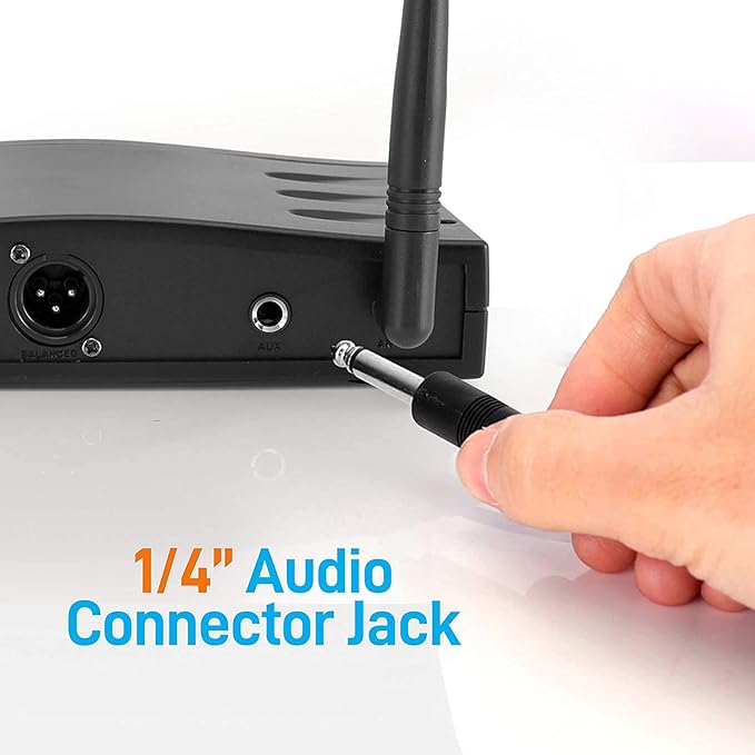 PYLE Compact UHF Wireless Microphone System - Pro Portable 1 Channel Desktop Digital Mic Receiver Set w/ Belt-Pack Transmitter, Receiver, Headset and Lavalier Mics, XLR, For Home, PA PDWM1988B,Black - Image 6