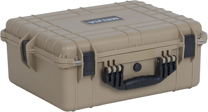 MEIJIA All Weather IP67 Waterproof Hard Camera Case,Hard Protective Case,Hard Case with Customizable Foam,Fit Use of Drones,Camera,Equipments,Pistols(Desert Tan,20.62 x16.85x8.11inches) by MEIJIA