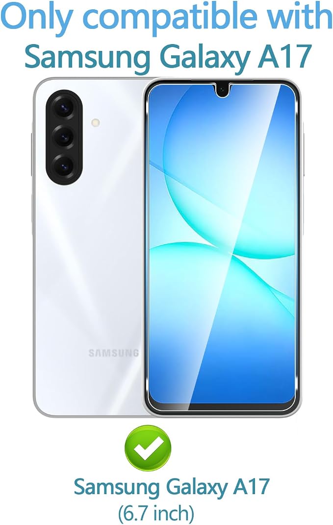 Anoowkoa 3 Pack for Samsung Galaxy A17 5G Screen Protector Tempered Glass + [3 Pack] Galaxy A17 Camera Lens Protector.9H Hardness.Support Fingerprint Unlock.Bubble-Free.Easy Installation - Image 8