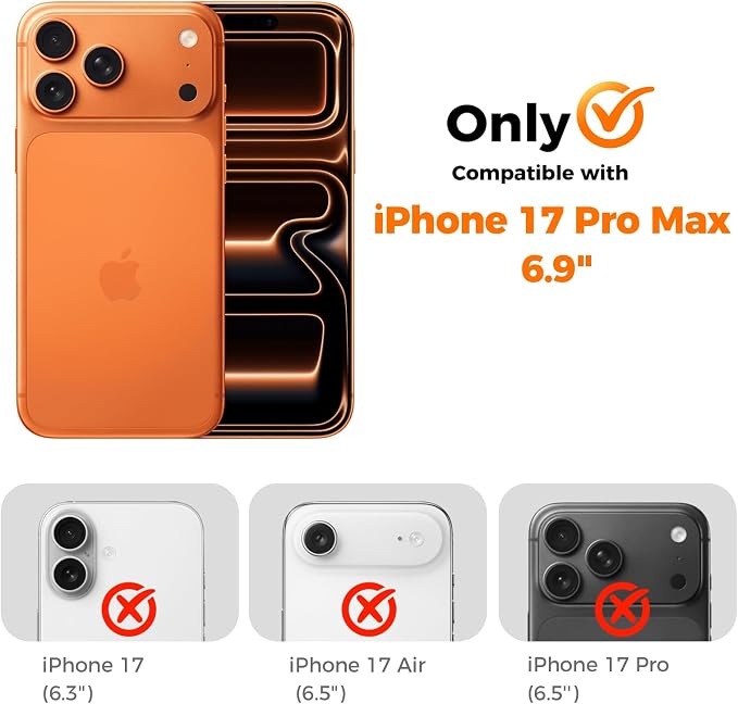 Screen Protector for iPhone 17 Pro Max 6.9-Inch +2 Pack Orange Metal Camera Lens cover Protector - Image 2