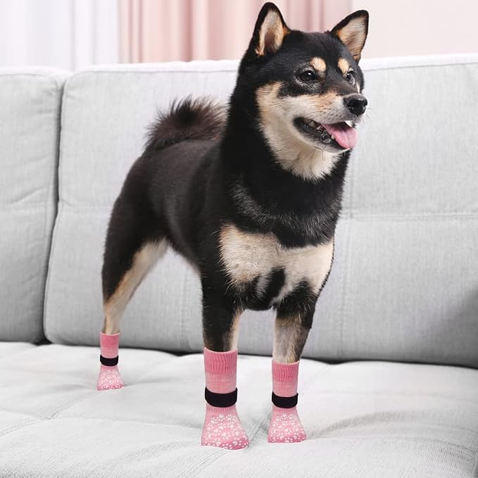 EXPAWLORER Anti Slip Dog Socks to Prevent Licking Paws, Dog Shoes for Hot Pavement, Dog Booties for Small Medium Large Senior Dogs, Traction Control Boots & Paw Protectors for Hardwood Floors - Image 4