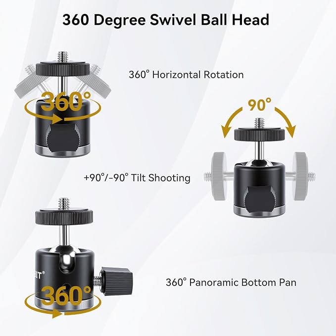 UTEBIT 40mm C-Clamp Camera Mount with Mini Ball Head, Black | 1/4 Thread Hole Metal Clamp with 360° Swivel Ballhead Camera Mount 1/4 Hot Shoe Adapter for Camera Desk Bicycle Woodworking - Image 5