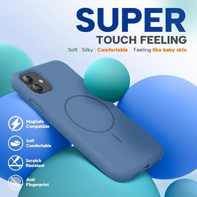 miracase Magnetic for iPhone 11 Case, [Soft Anti-Scratch Microfiber Lining], Compatible with MagSafe, Silicone Shockproof Protection Phone Case for 11, Glass Blue - Image 8