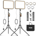 Torjim 11 Inch Video Light Kit for Creators-24W High Brightness Studio Lights with Tripod Stand & Phone Holder & Remote, Adjustable Photography Lighting for Clearer YouTube Streaming Home Studio | Studio Lights with Tripod Stand & Phone Holder | 3000-6... by Torjim