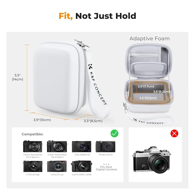 K&F CONCEPT Carrying Case for Digital Camera, Hard Shell Protective Case | Compatible with Ricoh GR III/GR IIIX/for Sony ZV-1 RX100/ for Canon G7X Mark III/G5X Mark II (Case Only),BE02 - Image 5