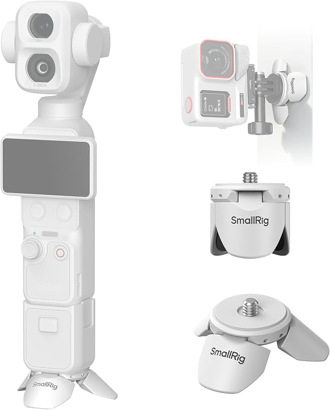 SMALLRIG Auto-Deploy Mini Tripod for DJI Pocket 4P/4/3, for Insta360 Luna | Aluminum Magnetic Mount with 1/4"-20 Screw for Xtra Muse & Action Camera, Compact Travel Vlog Video Accessories - 6794 by SmallRig