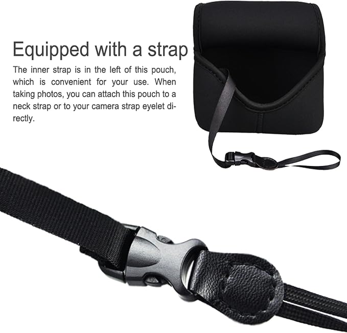 Neoprene Camera Case Pouch for Compact Camera + Lens Below 4.7x2.9x3.4" | w Anti-Lost Strap,Camera Bag for Leica DLUX8, XM5 w XF 23mm F2.8, ZV-E10 A6100 A6500 A6300 w E 16-50,LX100,M10 M w EF-M 22 F2 - Image 6