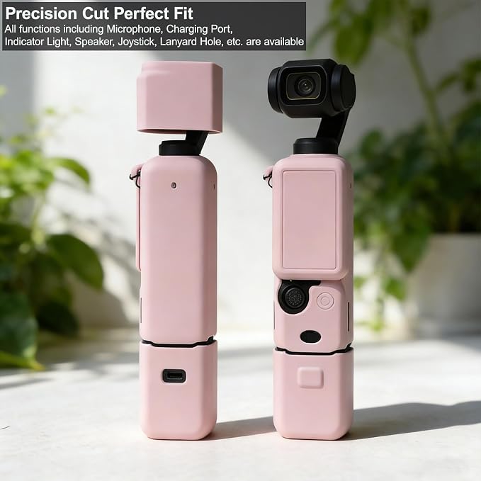 Case for DJI Osmo Pocket 3/Xtra Muse Camera, Soft Silicone Protective Case, Slim Fit Skin with mic Cover and Screen Protector Accessories for Osmo Pocket 3/Xtra Muse,Anti-Scratch (Pink) - Image 4