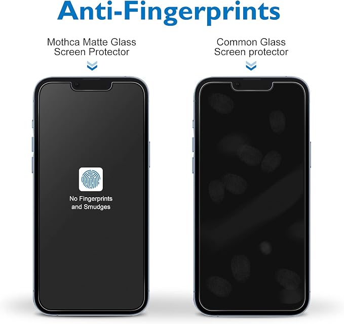 Mothca 2 Pack Matte Glass Screen Protector for iPhone 14 with 2 Pack Camera Lens Protector, Anti-Glare & Anti-Fingerprint Tempered Glass Clear Film - Image 4