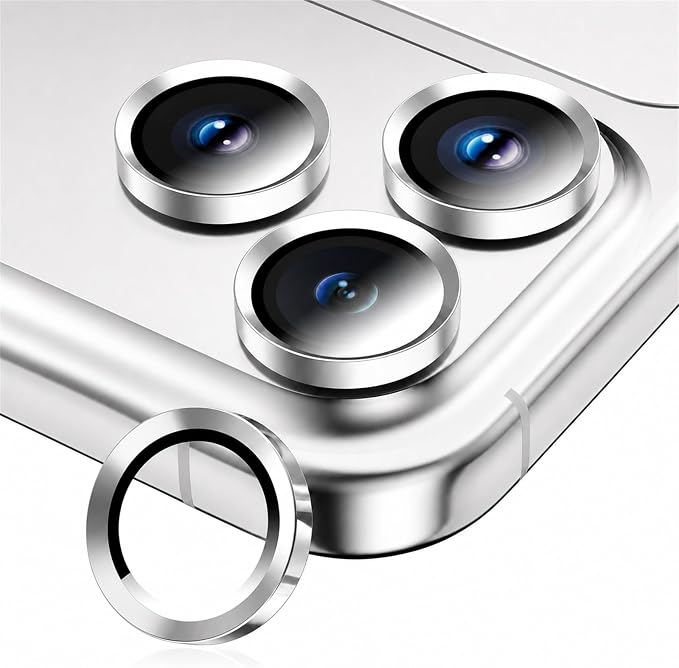Camera Lens Protector for iPhone 17 Pro Max/17 Pro- Silver | 9H Tempered Glass, Metal Individual Camera Cover, Accessories, Anti-drop, Case Friendly, HD Clear, Anti-Scratch by WumigooProducts