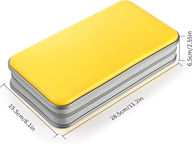 UENTIP 96 Capacity CD Case,Portable DVD Hard Plastic Case Holder CD Organizer Wallet Protective DVD Storage (96, Yellow) | CD DVD Storage,Zipper Closure,Scratch-Resistant Sleeves,Stay Away Dust and Damp,Storage Music Video Gaming Discs Blu-ray - Image 4