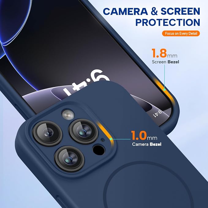 miracase Magnetic for iPhone 16 Pro Max Case, [Soft Anti-Scratch Microfiber Lining], Compatible with MagSafe, Liquid Silicone Case Shockproof Drop Protection Phone Case for 16 ProMax,Dark Blue | Compatible with MagSafe, Soft Microfiber Lining, Premium ... - Image 7