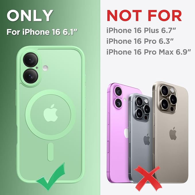 CAPRARO for iPhone 16 Case, Compatible with MagSafe | Upgraded [Full Camera Protection] Protective Translucent Matte Women Girl Magnetic Phone Case Cover, Bamboo Green - Image 2