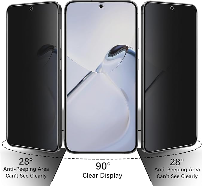 Privacy Screen Protector for Galaxy S26 Ultra Tempered Glass | Fingerprint ID Compatible, Anti Spy, Anti Scratch, Bubble Free, 2 Pack - Image 3