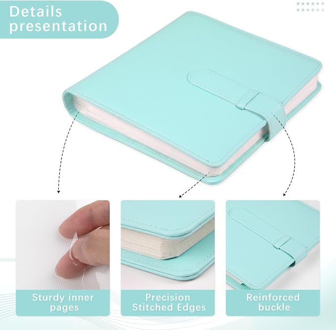 Photo Album, Hold 360 Instant Mini Photos, Acid-free, PU Leather | for Fujifilm Instax Mini Photo - Polaroid mini pictures, for Wedding, Anniversary, Family or Travel Records, Green - Image 4