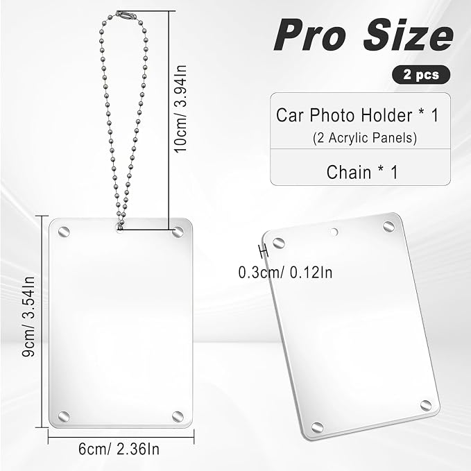 AMZAUTO2 PCS Hanging Car Photo Holder for Rearview, Acrylic Magnetic Picture Frame with Chain, Universal Car Rear View Mirror Accessories for Couple Pet Photo Holder - Image 2