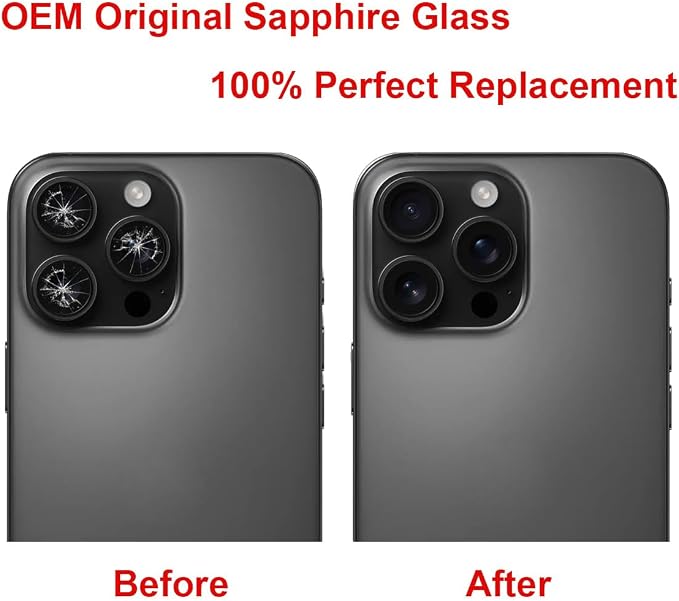 2 Set Back Rear Camera Lens Glass Replacement for iPhone 16 Pro and iPhone 16 Pro Max with Reparing Toolkit - Image 5
