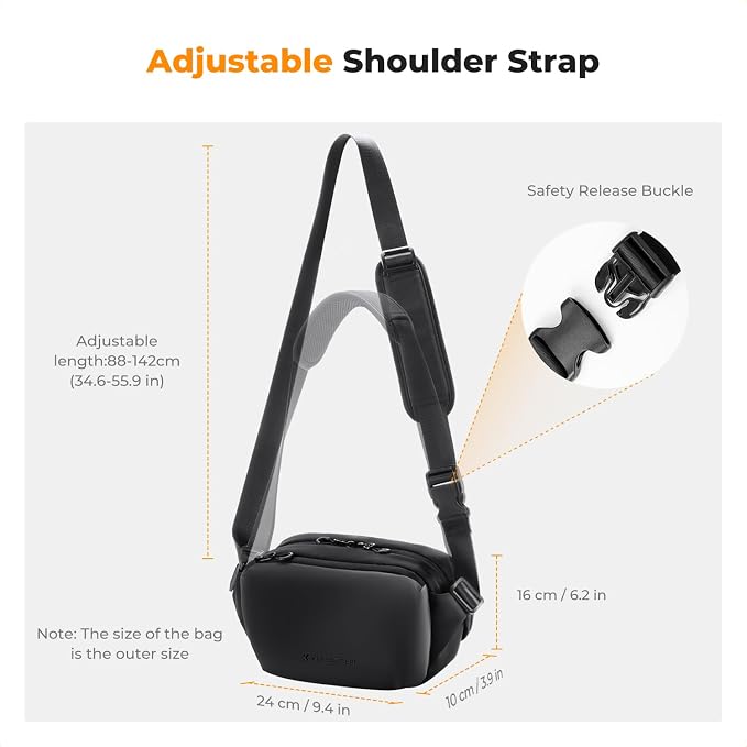 K&F CONCEPT Small Camera Sling Bag Everyday Shoulder Bag | Multifunction Photography Compact Crossbody DSLR Portable Bag, Compatible for Canon/Nikon/Sony, BS10 - Image 6