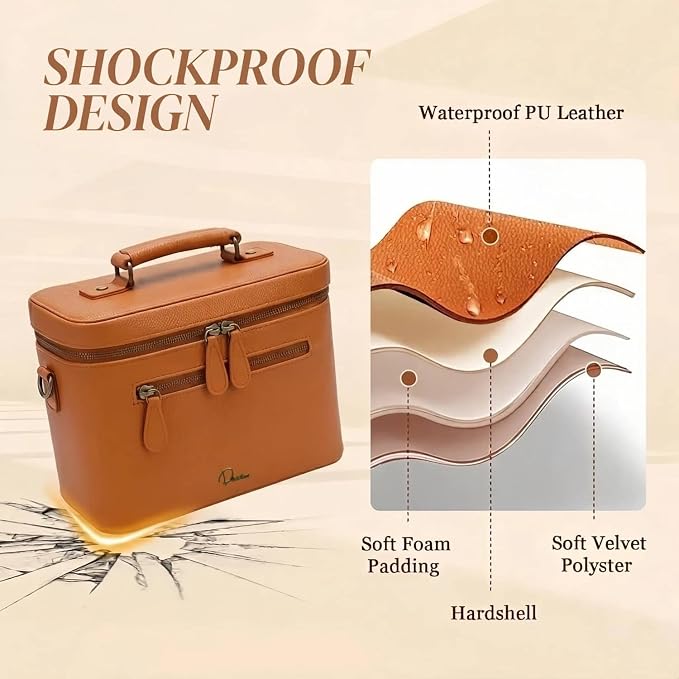 Camera Sling Bag, Waterproof PU Leather Crossbody Camera Case for Photographers, Small Shoulder Bag Compatible for Canon Nikon Sony (Brown) - Image 6